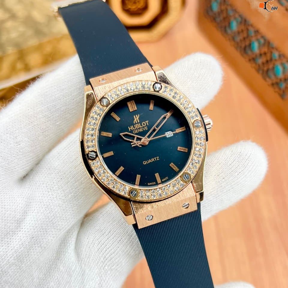 Luxury Diamond Bezel Hublot Quartz Watch 